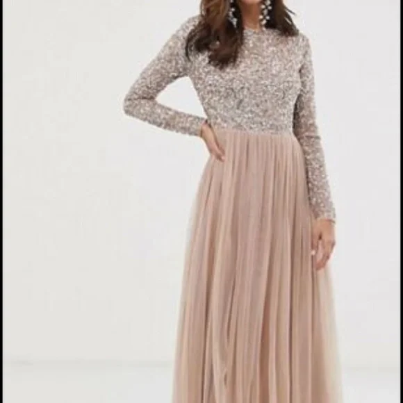 chinese dress ladies Layla Tulle Maxi Dress — Dusty Blue Floral main image 0
